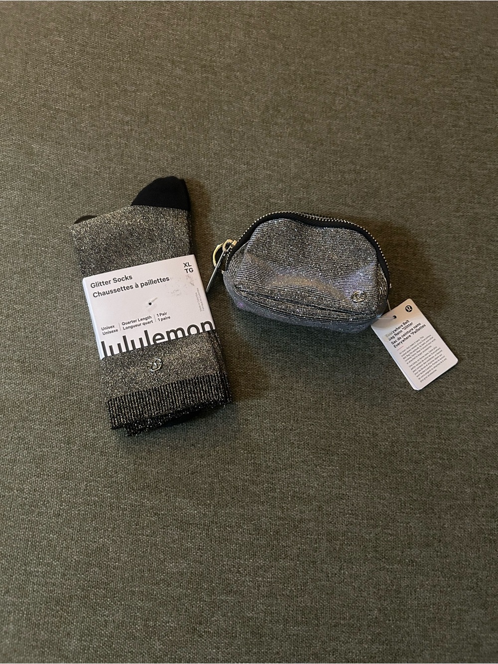 lululemon athletica Glitter Mini Pouch and Socks Set in Silver